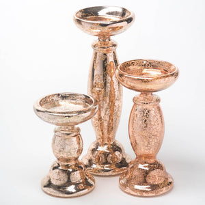 richland 8 5 unique rose gold mercury glass pillar candle holder