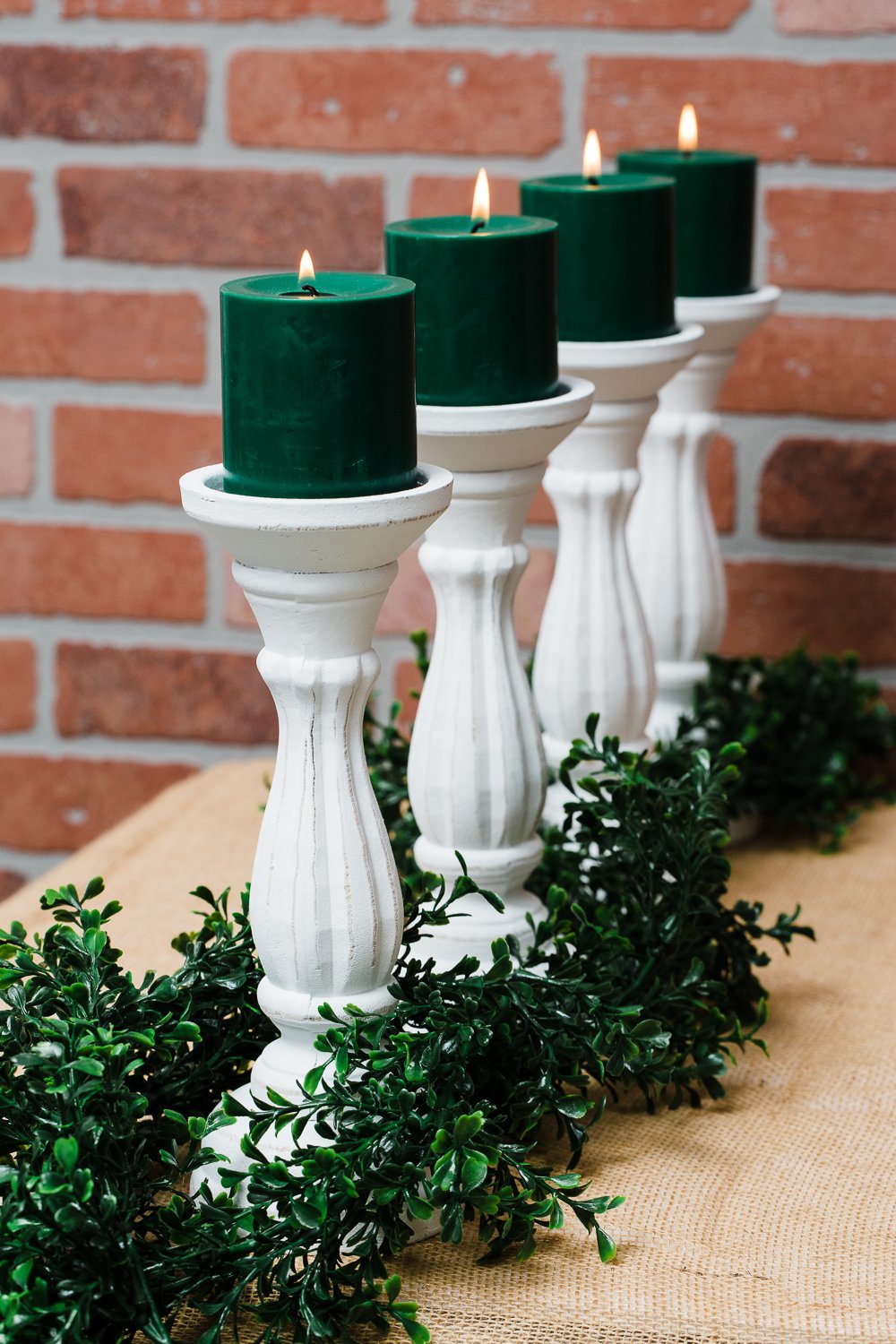 Richland Pillar Candles 3"x3" Dark Green Set of 12
