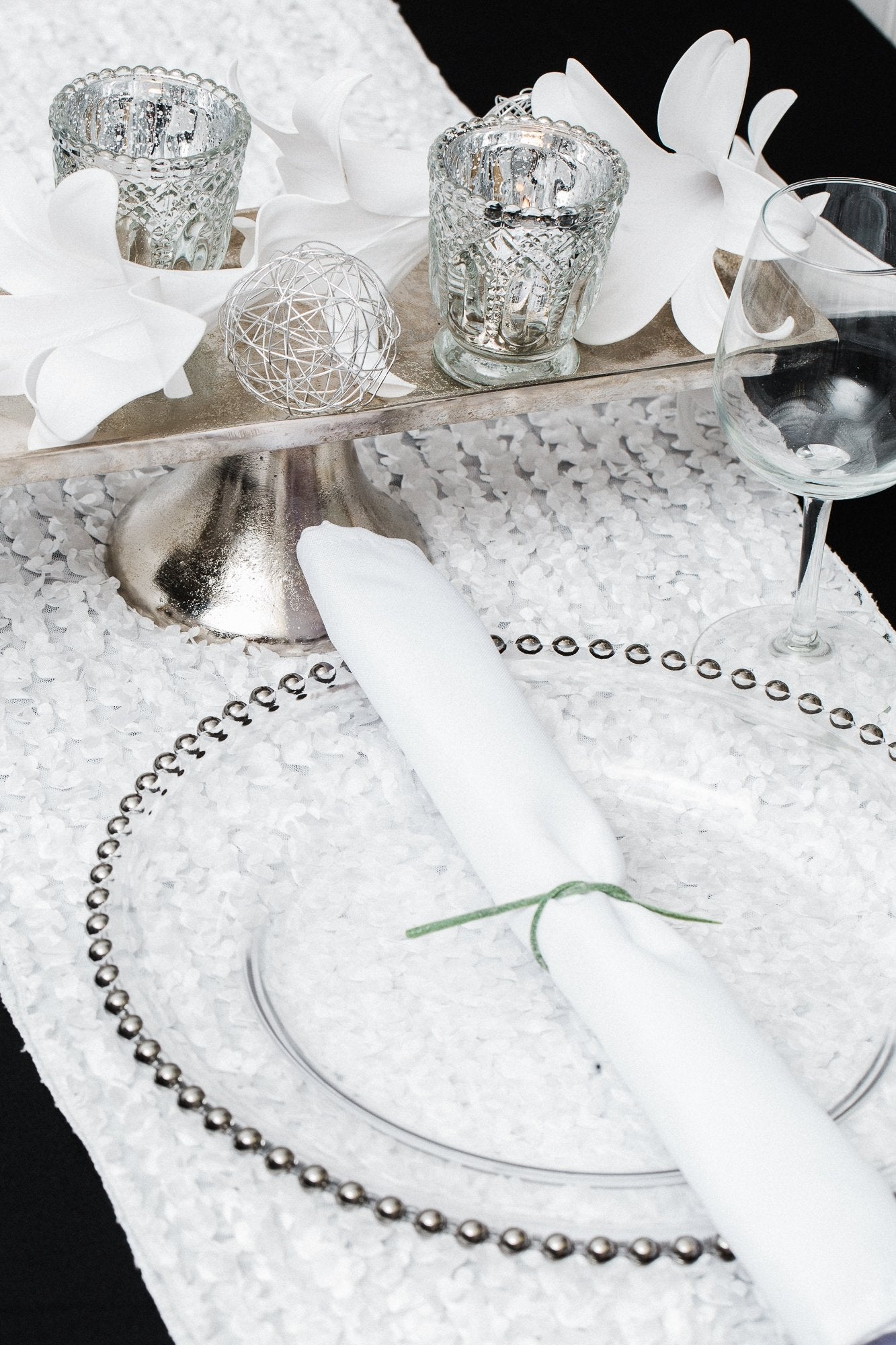 richland 13 silver beaded glass charger plate