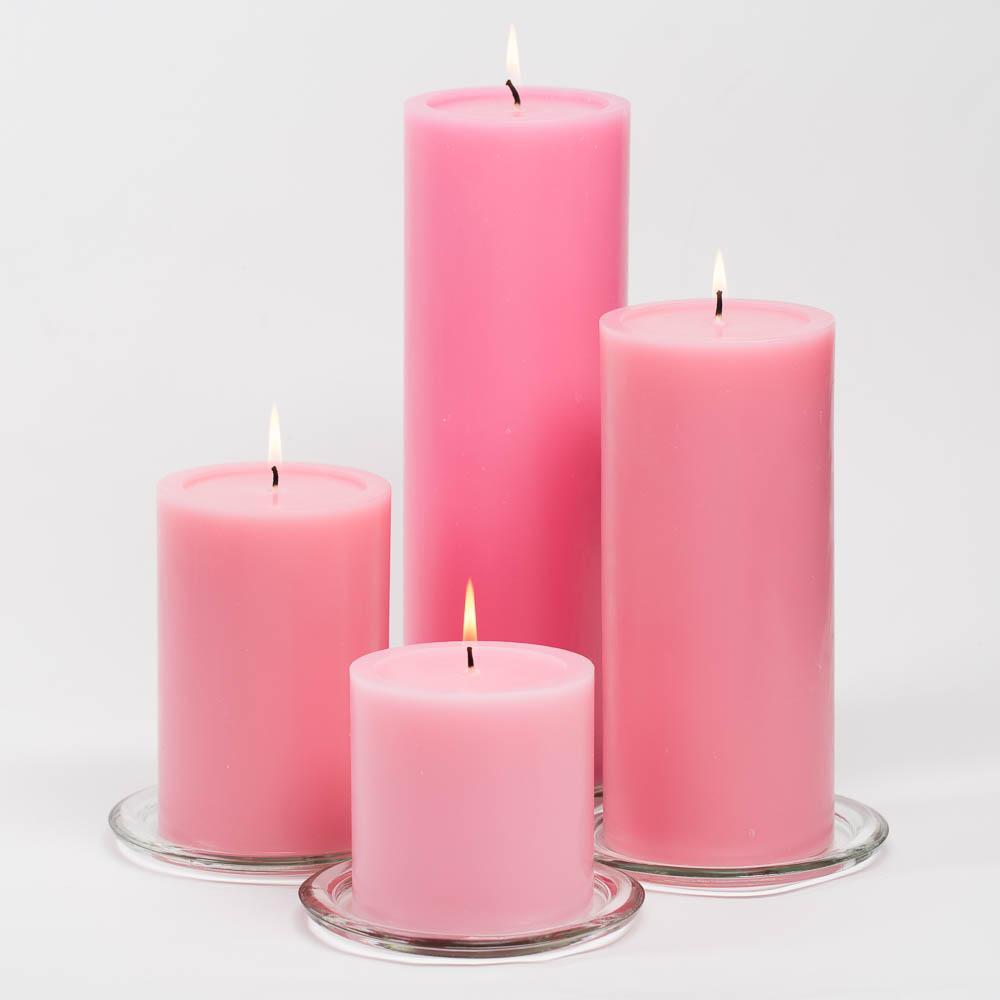 richland 4 x 12 pink pillar candle set of 6