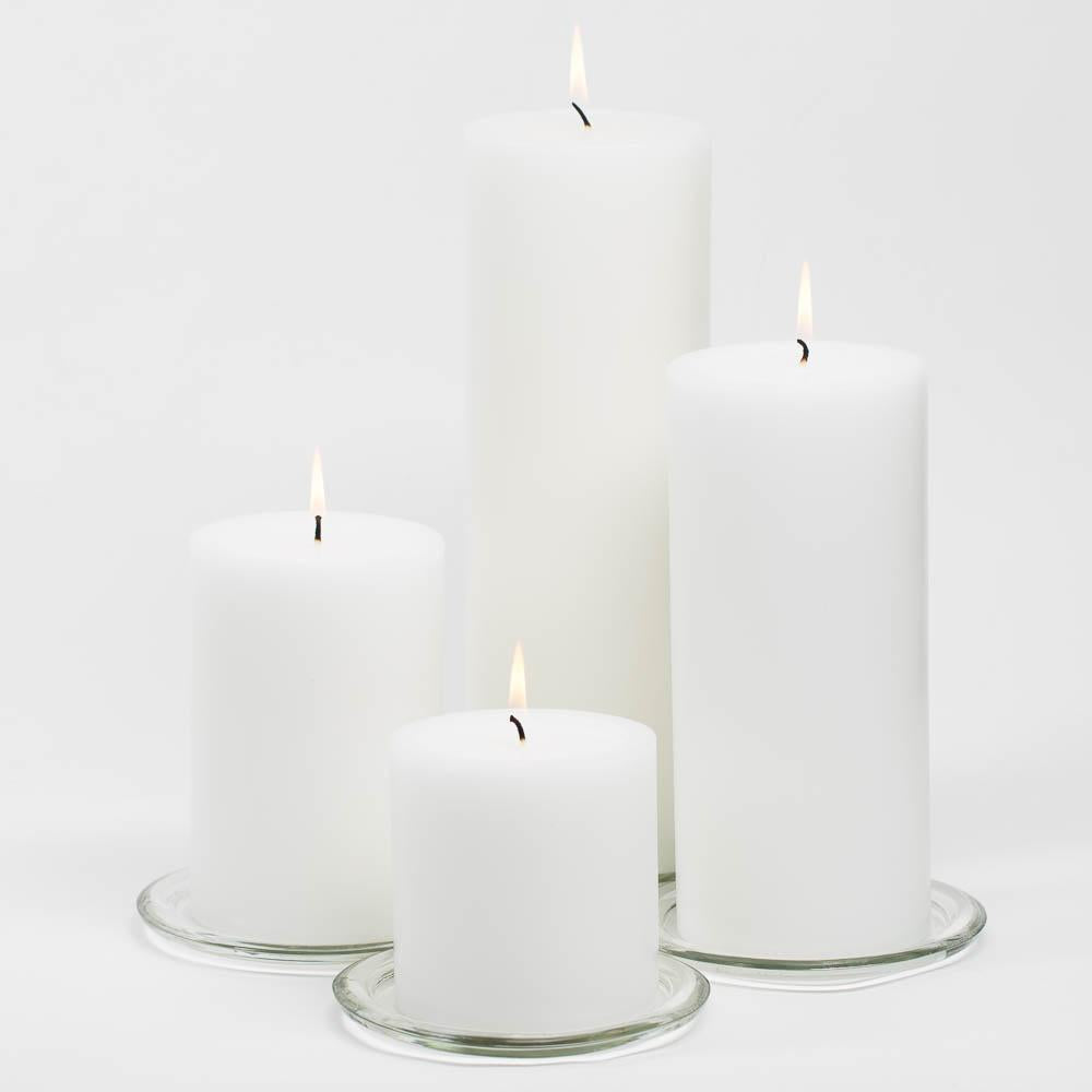 richland 4 x 12 white pillar candle set of 6
