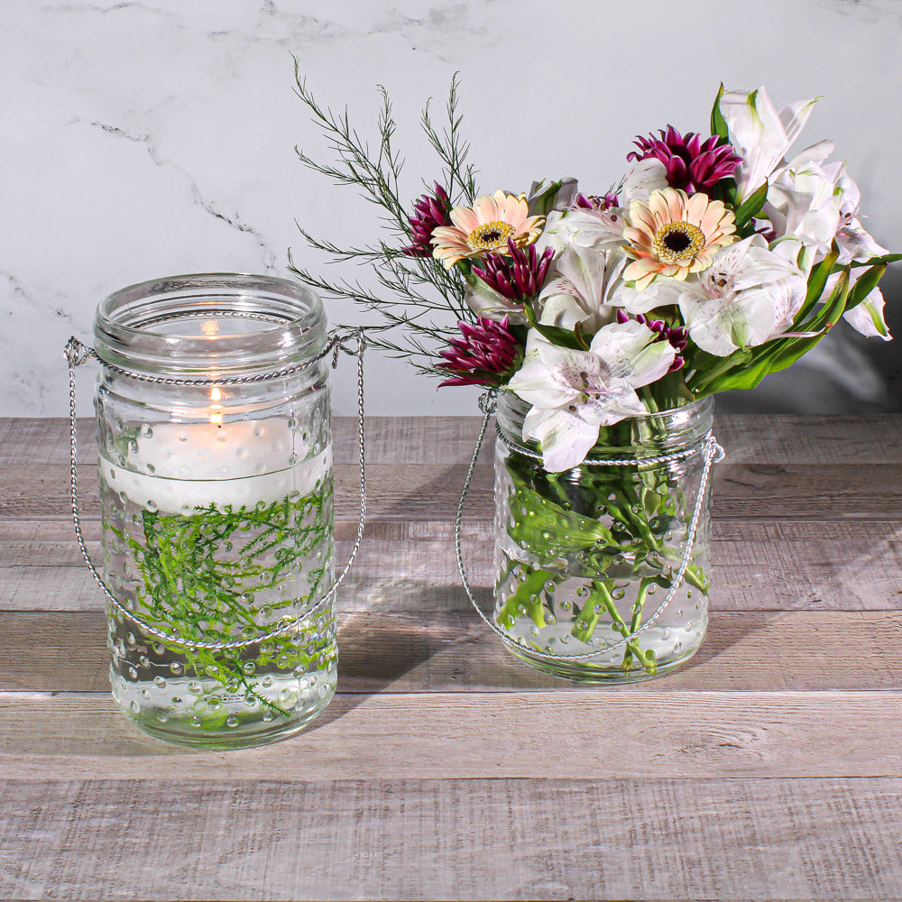 Eastland 7.5" Hanging Dotted Glass Jar with Handle 