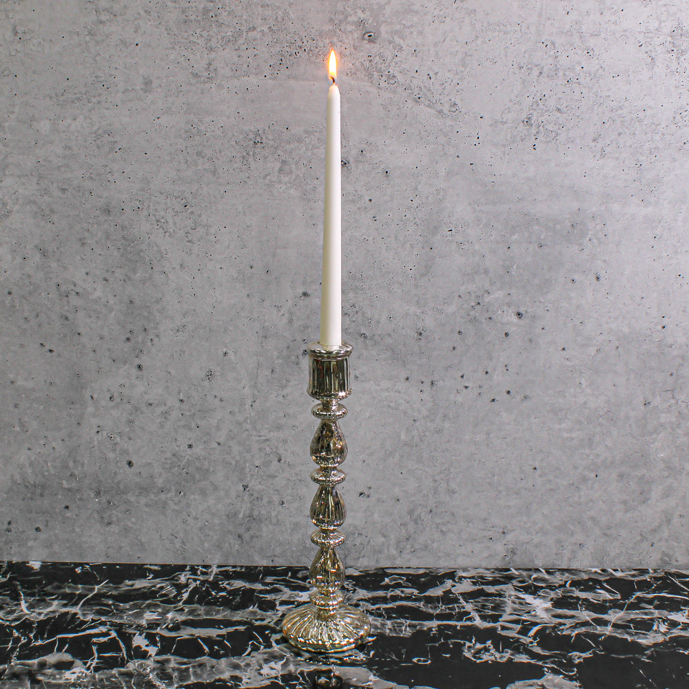 Richland Ribbed Unique Mercury Glass Taper Candle Holder Set of 3