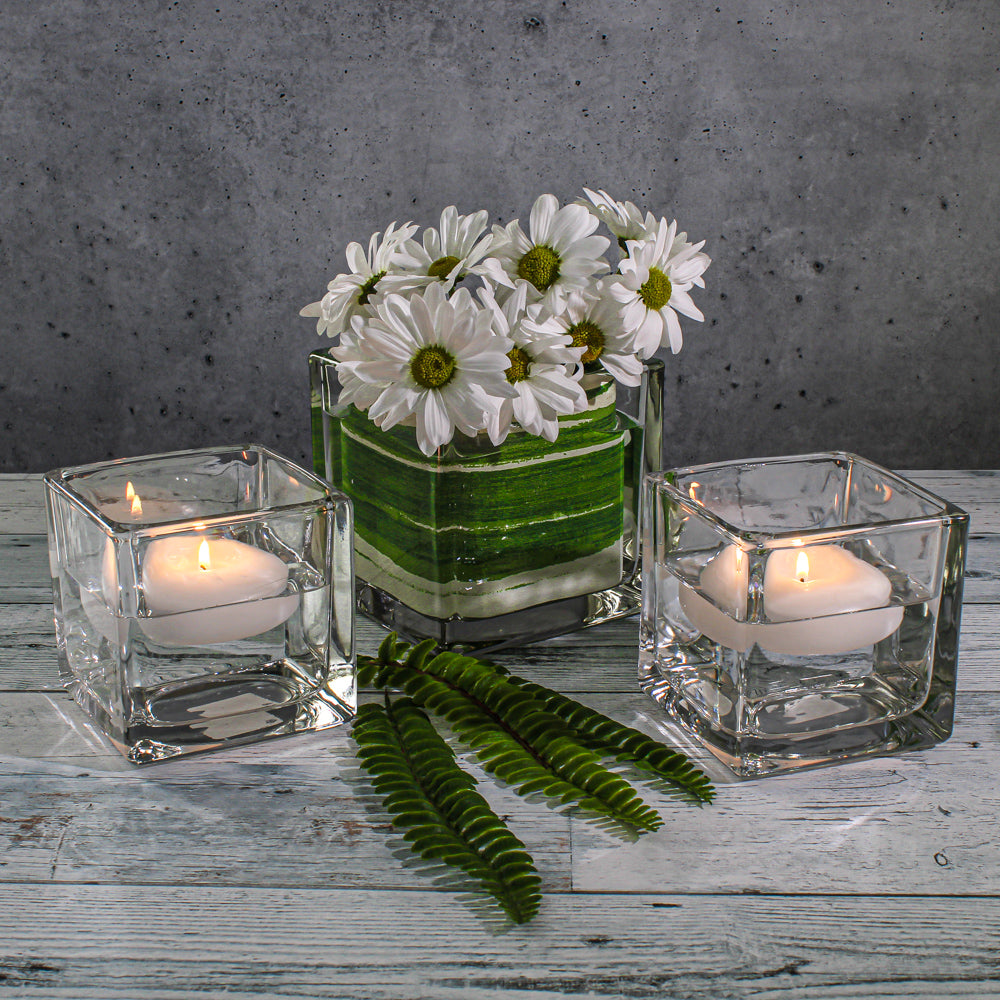 Richland Square Glass Cube Vase 4" Set of 12