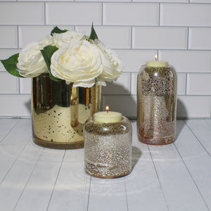Richland Gold Mercury Glass Cylinder Vase 5" x 5"