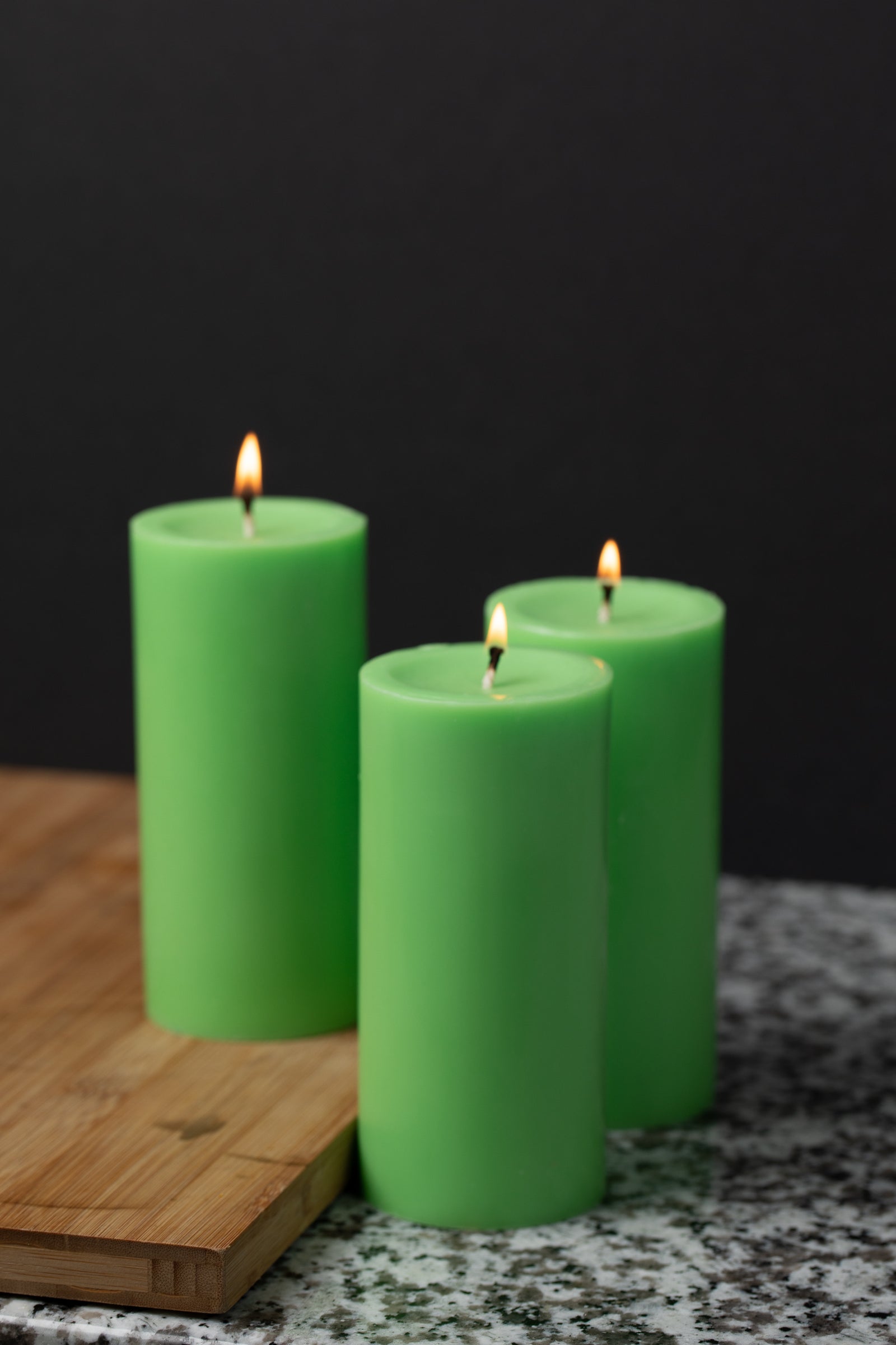 Richland Pillar Candles 3"x6" Green Set of 24