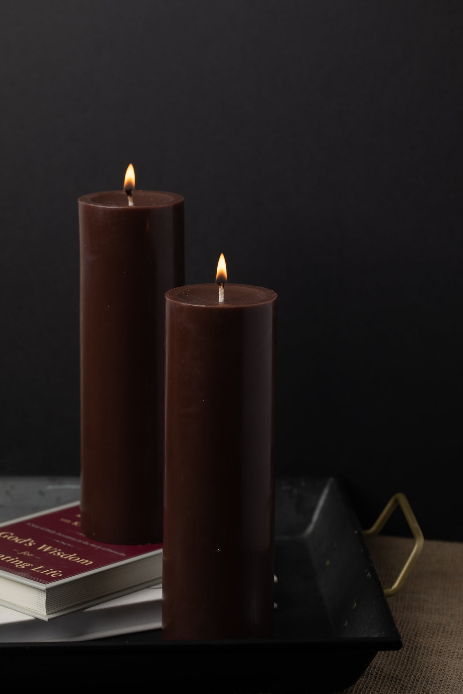 Richland Pillar Candles 3"x9" Brown Set of 24