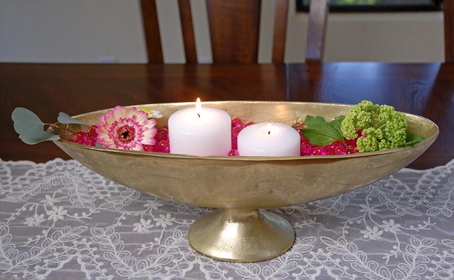 Large Gold Boat Bowl 17.5in