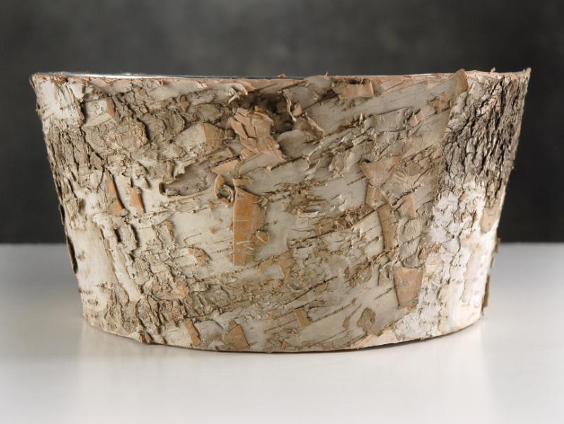 natural birch bark zinc planter pot 4x8