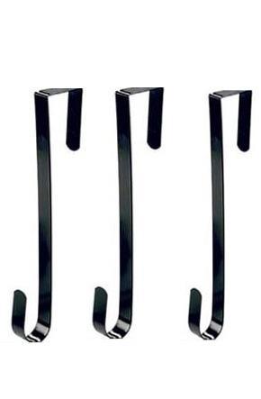 3 Black Metal Wreath Hanger Over the Door, 12 Inch