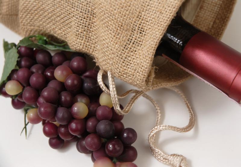 Burlap Wine Bags Drawstring (Pack of 5)