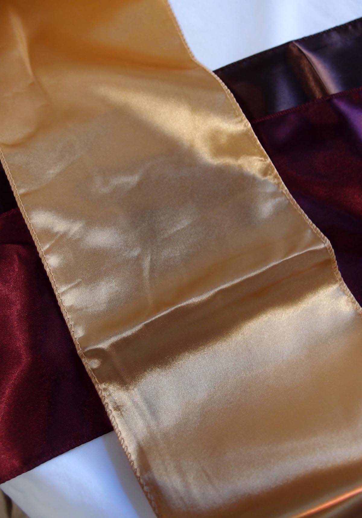 10 gold satin chair sashes