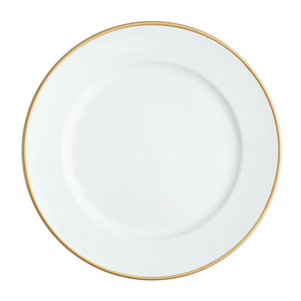 Richland 13" White with Gold Rim Charger Plate