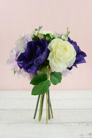 Pink & Purple Silk Hydrangea Ranunculus, Anemone  Bouquet