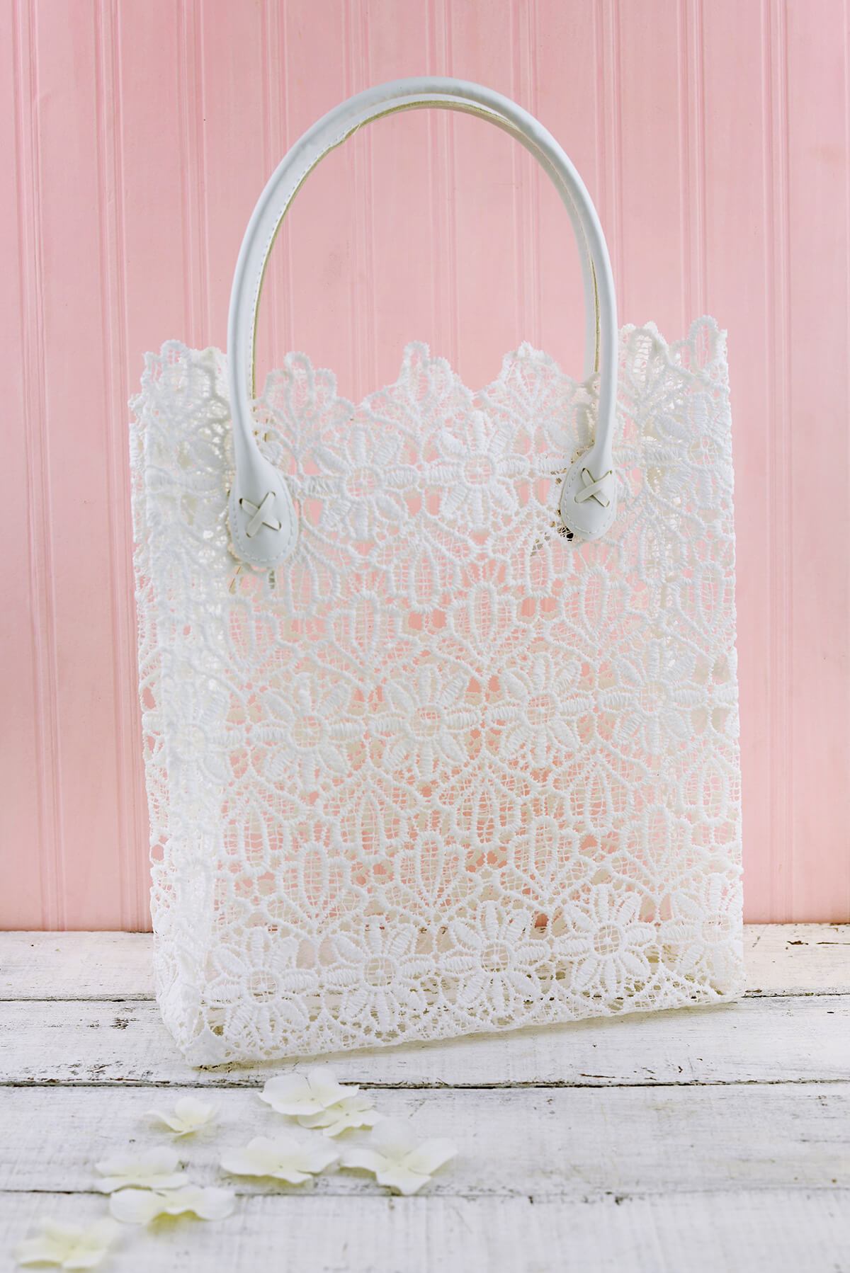 White Lace Tote Bag 17"