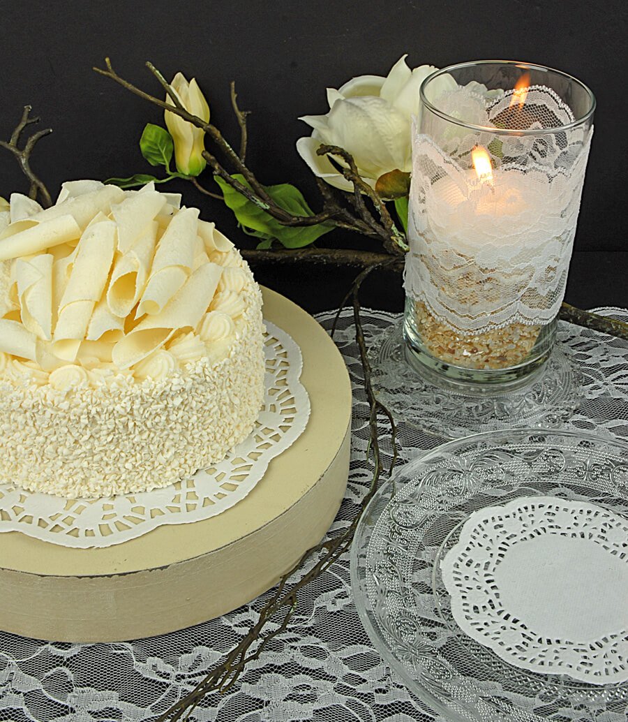 white chantilly lace table runner 14 wide x 10 yards