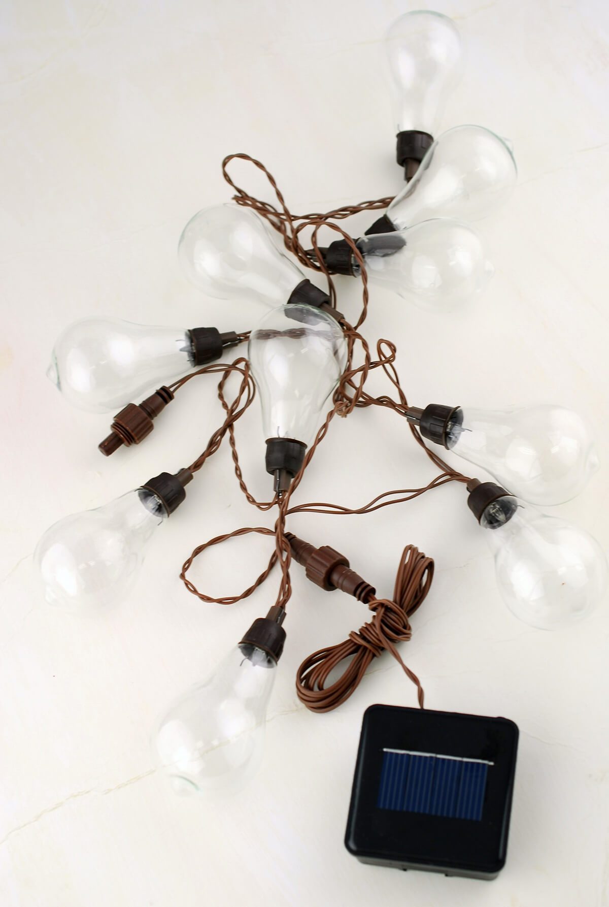 solar powered led cafe globe lighting string warm white 6ft 10ct