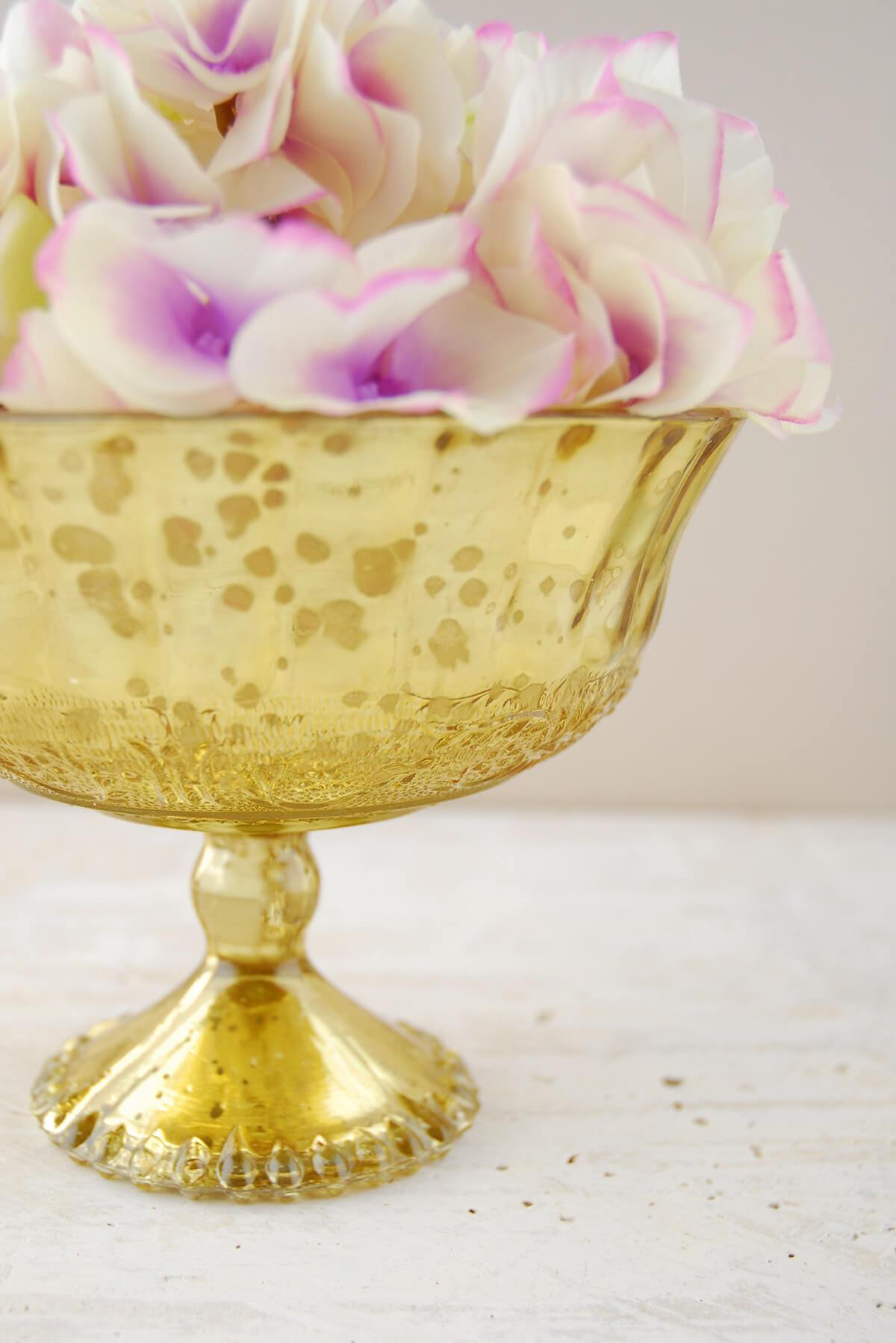 mercury glass compote gold 7x5 25in