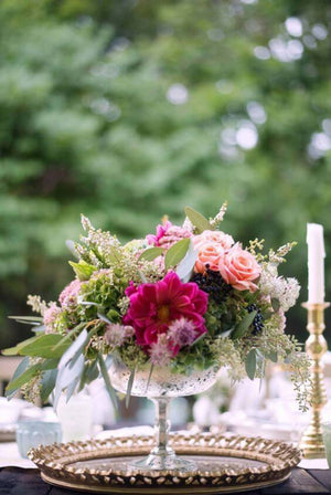 mercury glass desiray compote 8in