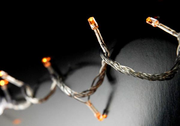 LED String Lights Amber Clear Cord 100CT  28ft, Multi Flicker Modes