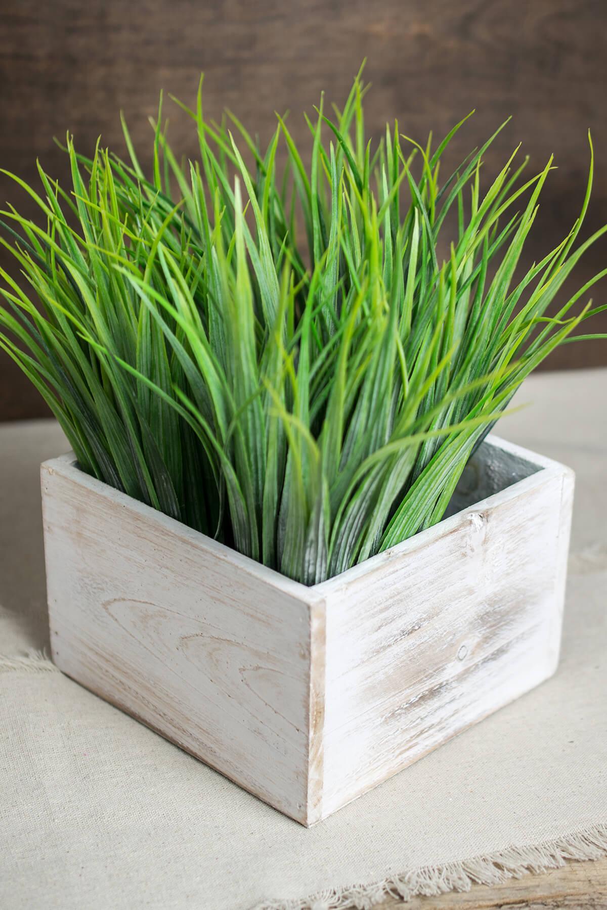 Whitewashed Wood Square Planter Box 6x6