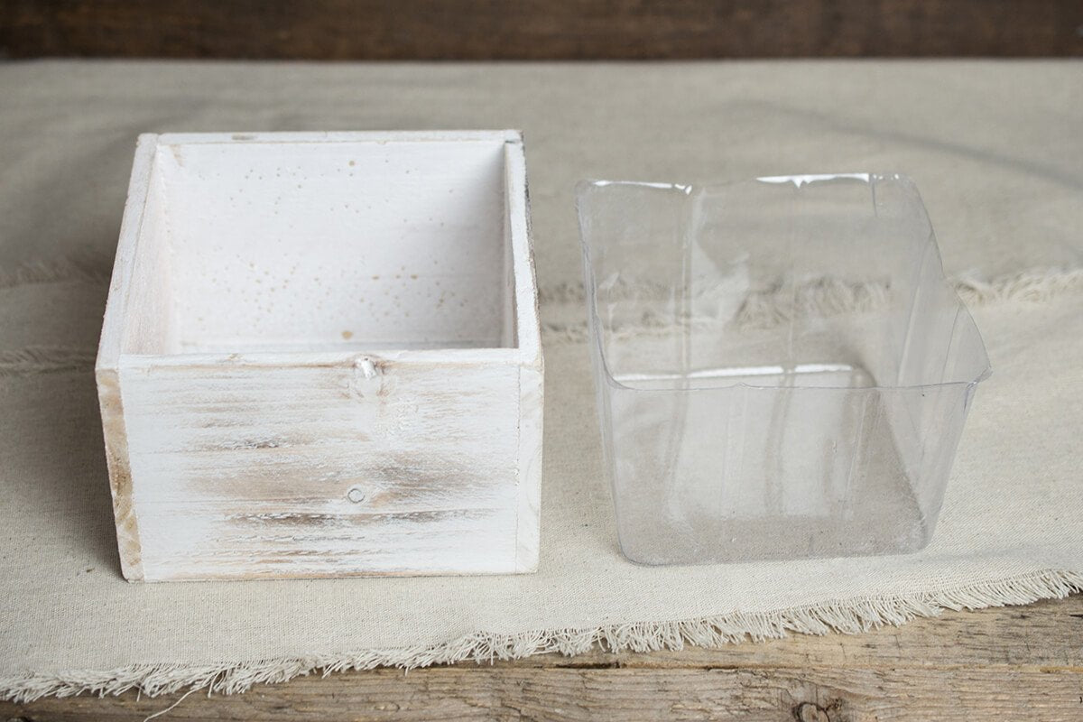 Whitewashed Wood Square Planter Box 6x6