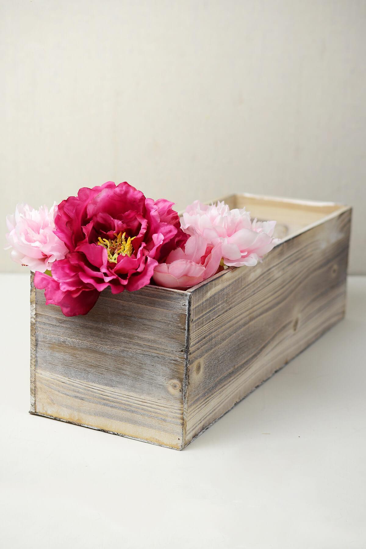 White Washed Wood 18x6 Planter Box