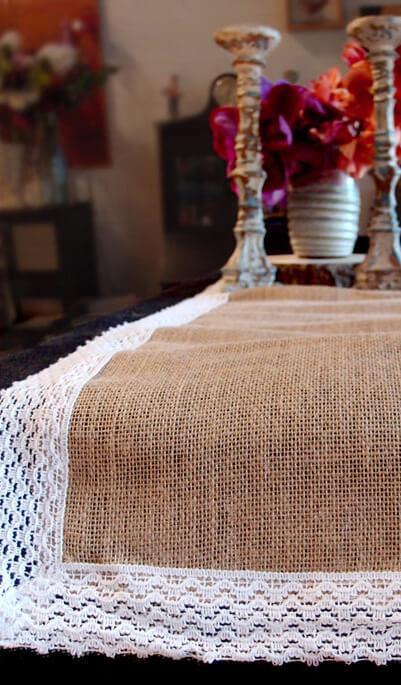 table runner burlap jute lace 14x108in
