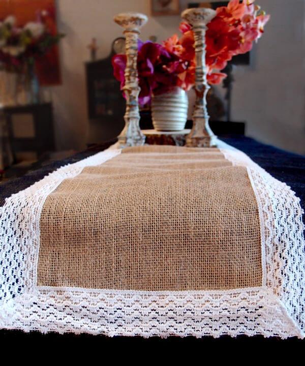 table runner burlap jute lace 14x108in