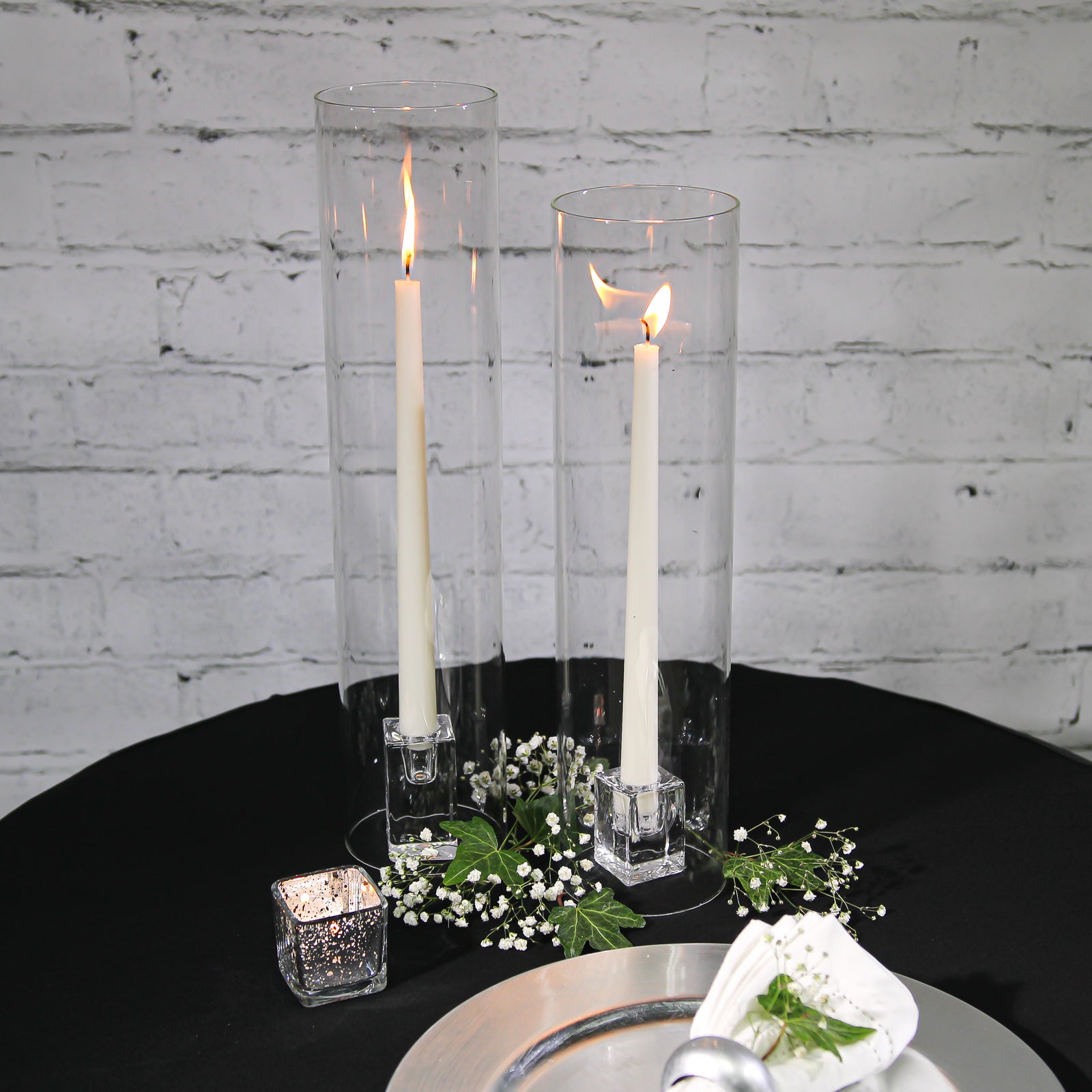richland square glass taper candle holder 3 set of 48