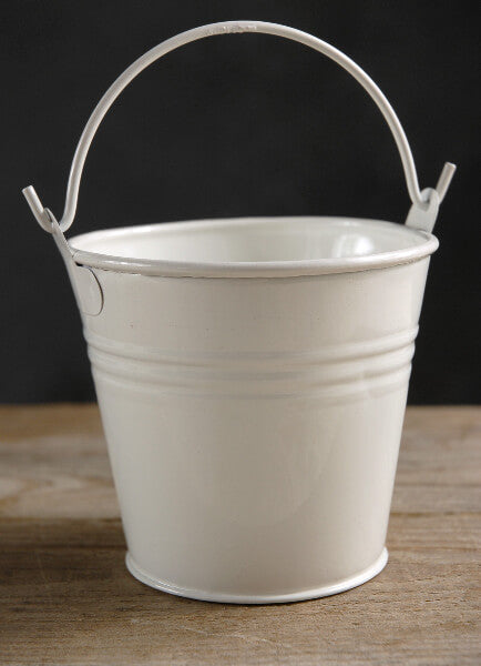 Tiny 4" White Metal Buckets