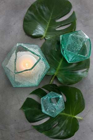 green bubble glass geo bud vases 4 3 4