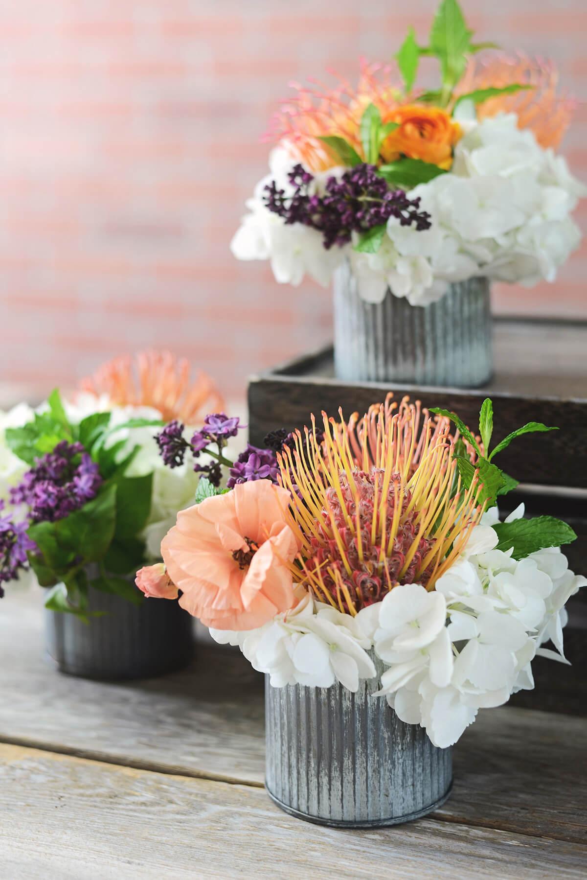 Norah Corrugated Zinc Pot Vase 3"x3" Set of 6