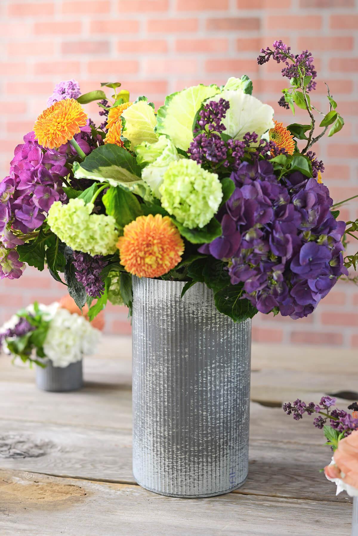 Norah Corrugated Zinc Vase 10.5"